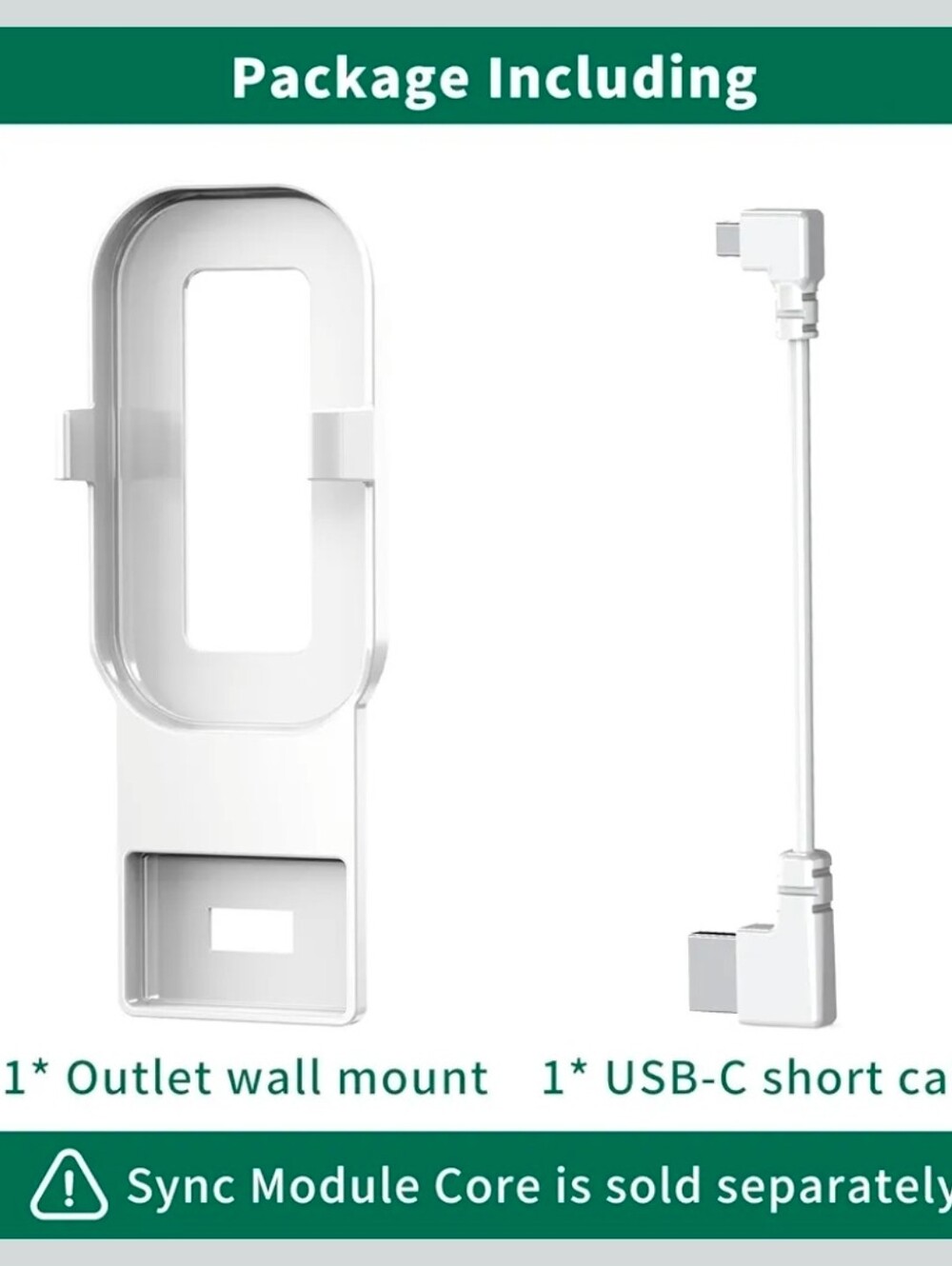 Blink Sync Module Core White Outlet Wall Mount & USB-C Short Cable